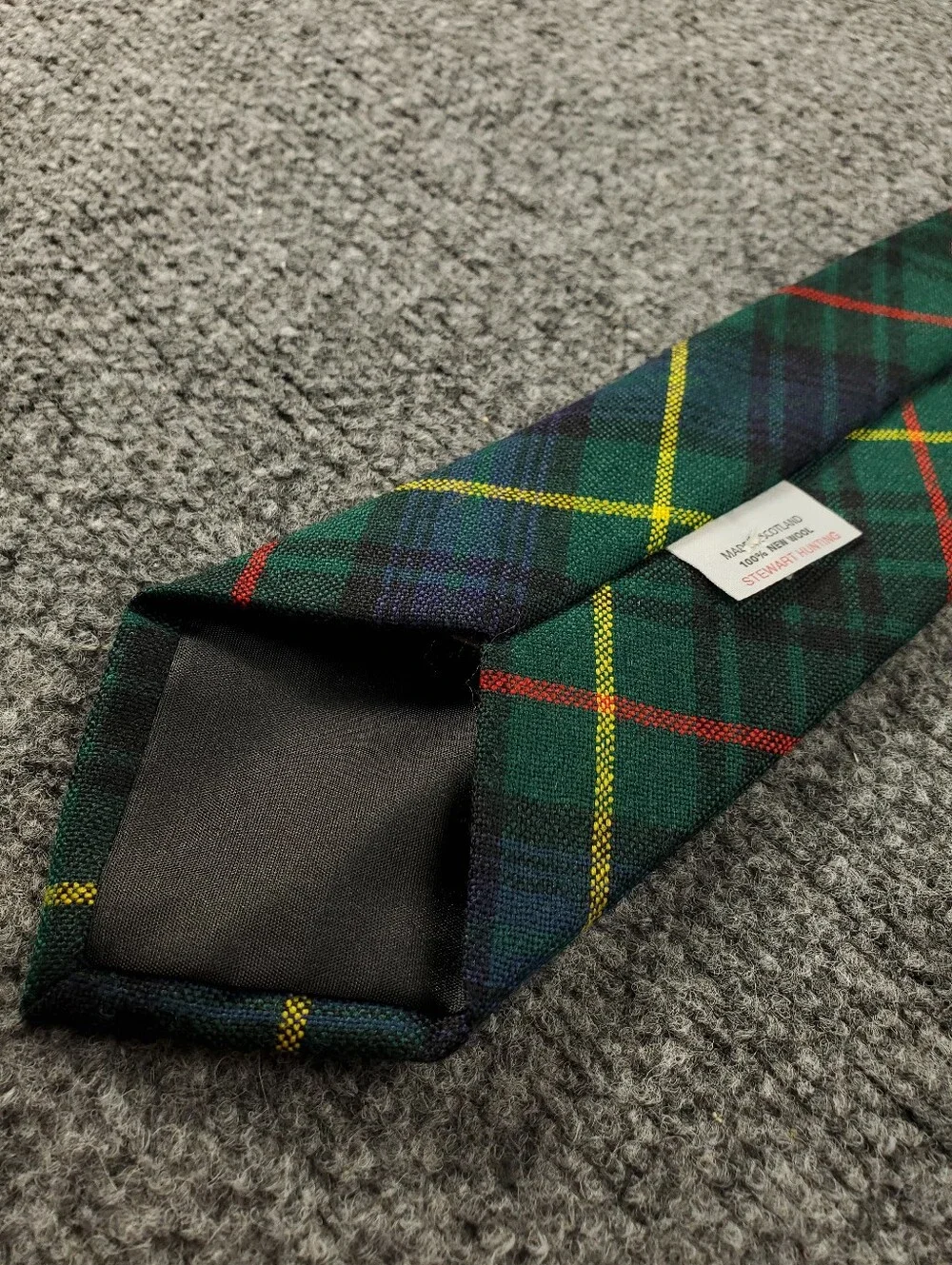 Vintage Scottish Wool Tie Stewart Hunting Plaid Tartan Necktie Green Blue